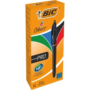 BIC Mehrfarbenkugelschreiber 4 Colours Pro Box 0.4 mm, 12 Stk