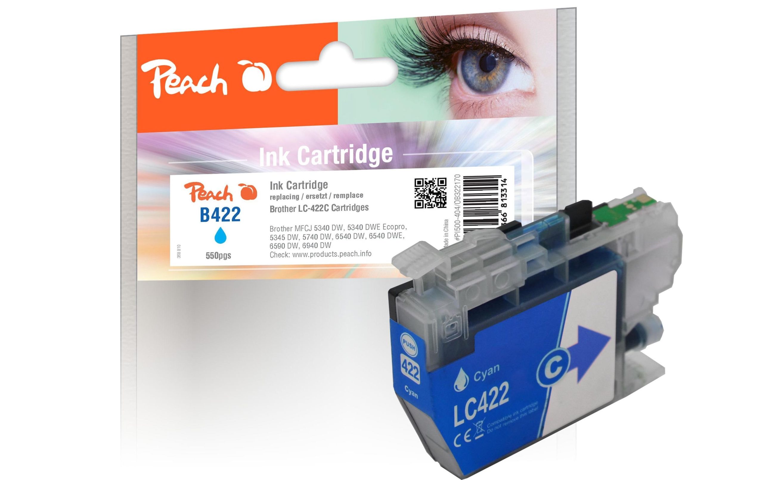 Peach Tinte für Brother LC-422C Cyan 3 Peach Tinte für Brother LC-422C Cyan