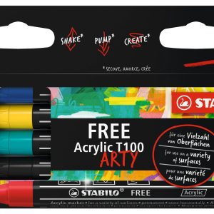 STABILO Acrylmarker Free Acrylic T100 Royal 5-Etui