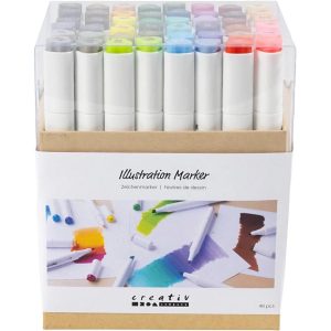 Creativ Company Kalligraphiemarker 1+ 8 mm, 48 Stück, Standard-Farben