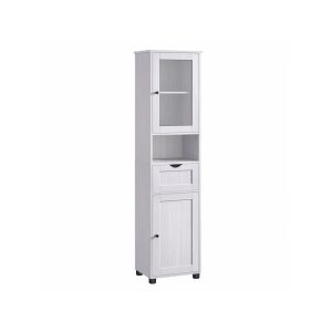 VASAGLE Vitrine Landhausstil 40 x 165 cm, Weiss