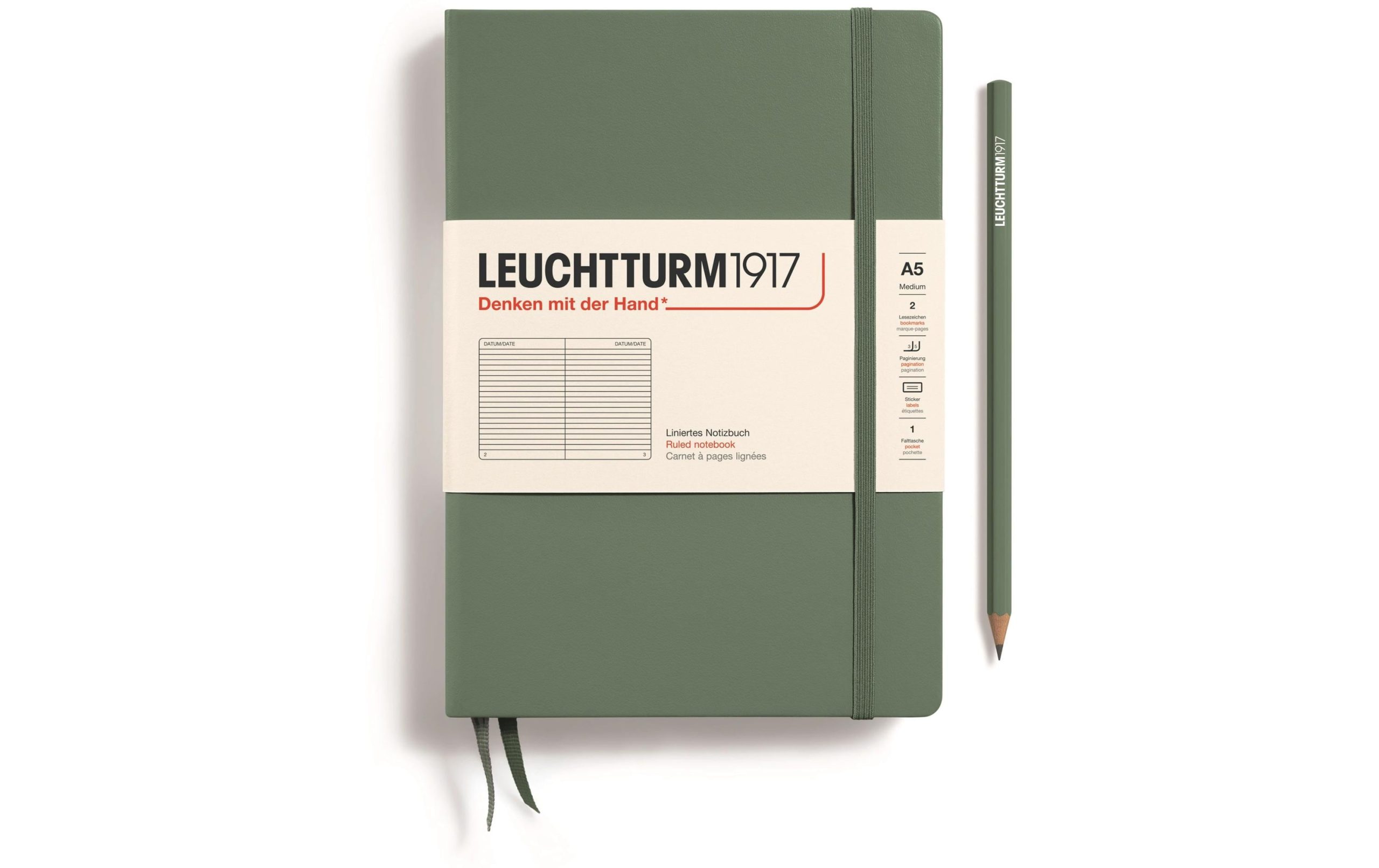 Leuchtturm Notizbuch Medium A5, Liniert, Olivgrün 3 Leuchtturm Notizbuch Medium A5, Liniert, Olivgrün