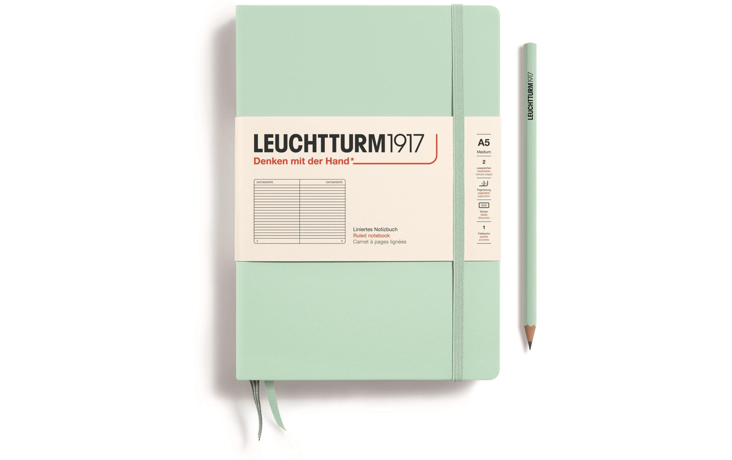 Leuchtturm Notizbuch Medium A5, Liniert, Mint 3 Leuchtturm Notizbuch Medium A5, Liniert, Mint