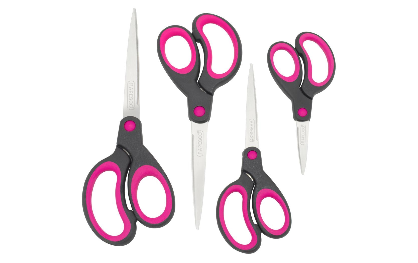 Rapesco Schere Soft Grip Schwarz/Pink, 4 Stück, Edelstahl, Universal 3 Rapesco Schere Soft Grip Schwarz/Pink, 4 Stück, Edelstahl, Universal