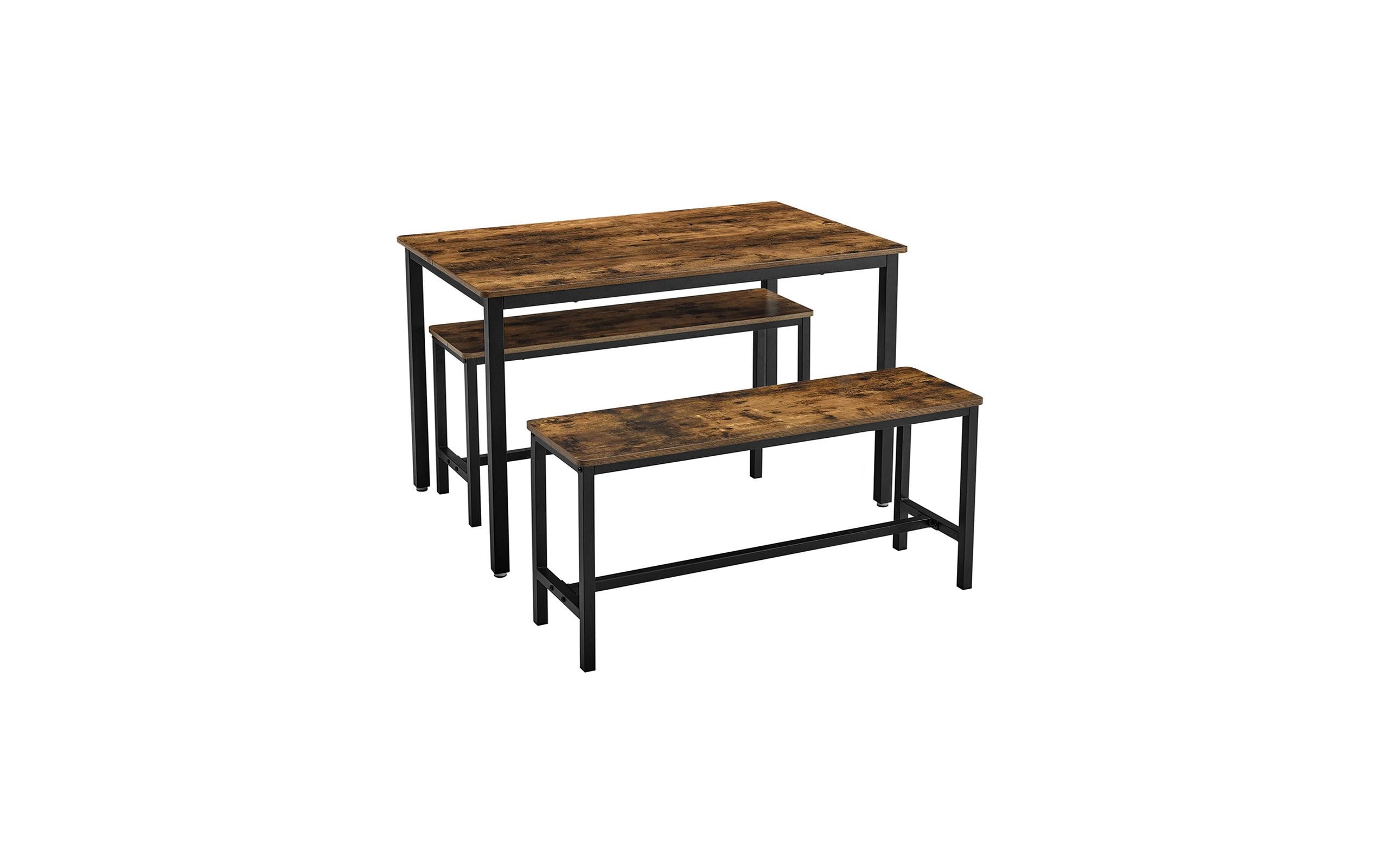 VASAGLE Tisch mit zwei Bänken, Vintagebraun-Schwarz 1