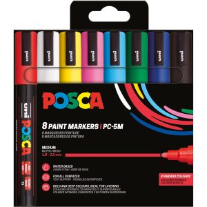 Uni Permanent-Marker POSCA 1.8 – 2.5 mm, 8 Stück