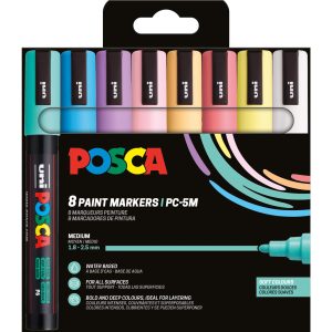 Uni Permanent-Marker POSCA Softcolors 1.8 – 2.5 mm, 8 Stück