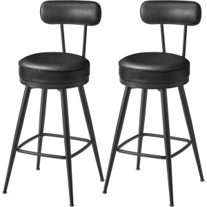 VASAGLE Barhocker 2er Set 54 x 90.5 cm, Schwarz