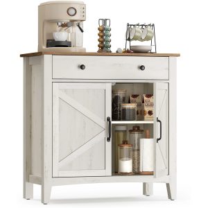 VASAGLE Kommode 80 x 80 cm, Weiss/Beige