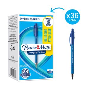 Paper Mate Kugelschreiber Flexgrip Ultra 1 mm, Blau,  36 Stück
