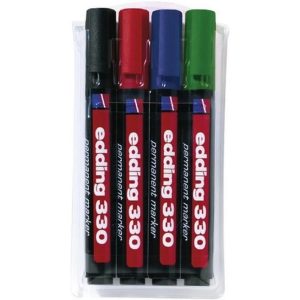 edding Permanent-Marker 330 E-4 Assort. Schwarz, Rot, Blau, Grün