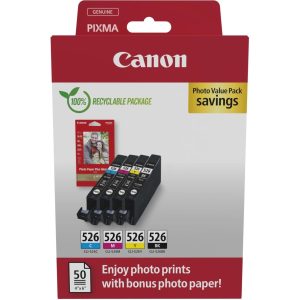 Canon Tintenset CLI-526 + Fotopapier Value Pack