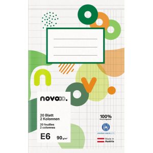 novooo. Schulheft E6, 2 Kolonnen 90 g E6, Verschiedene Lineaturen