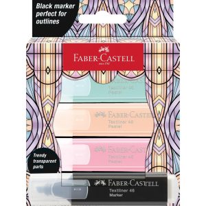 Faber-Castell Textmarker Glassy Pastell 4er Etuis farbig, assortiert