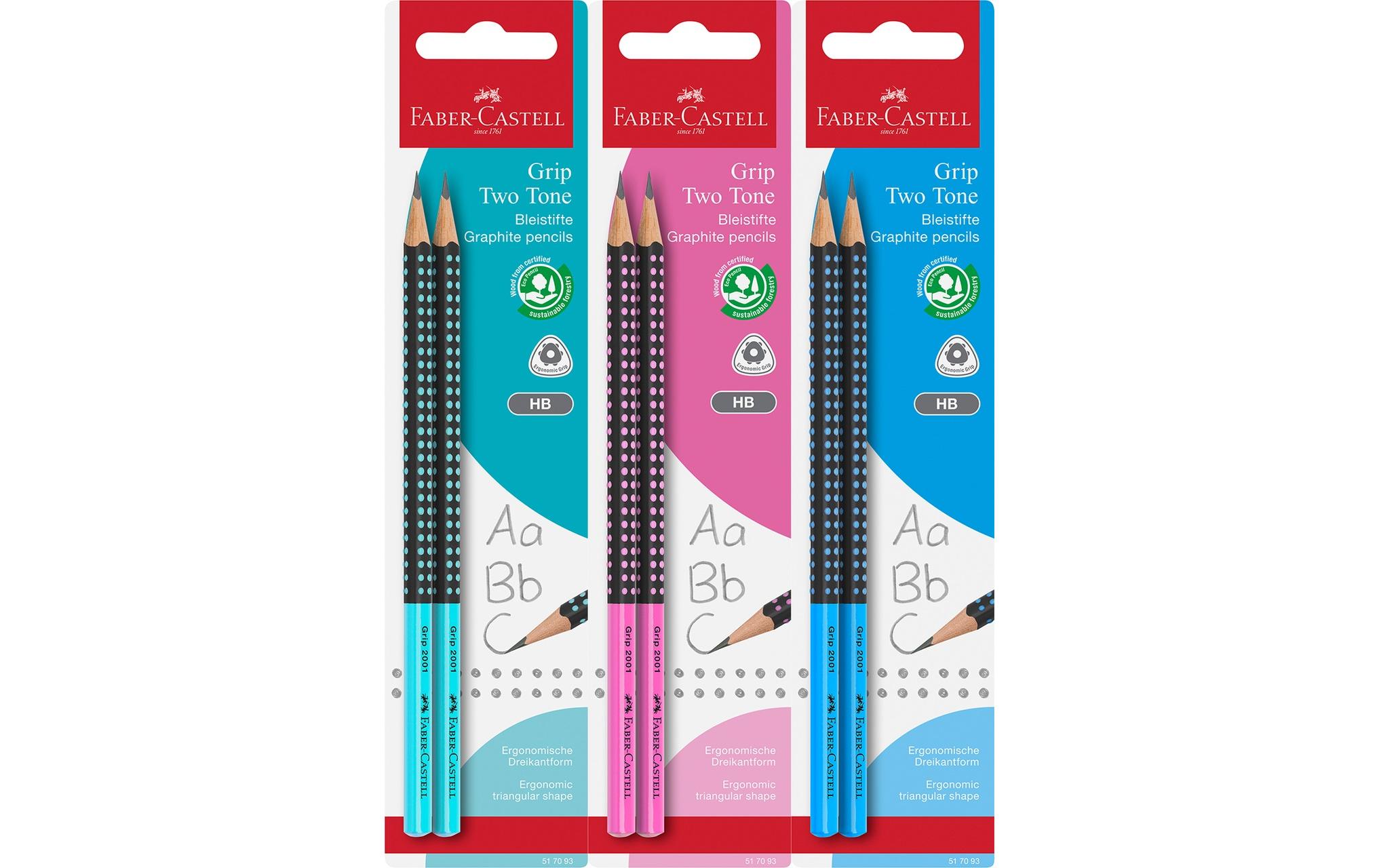 Faber-Castell Bleistift Grip 2001 Two Tone, HB, 2 Stück, Assortiert 3 Faber-Castell Bleistift Grip 2001 Two Tone, HB, 2 Stück, Assortiert