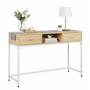 relaxdays Konsolentisch 80 x 120 x 40 cm Weiss/Natur