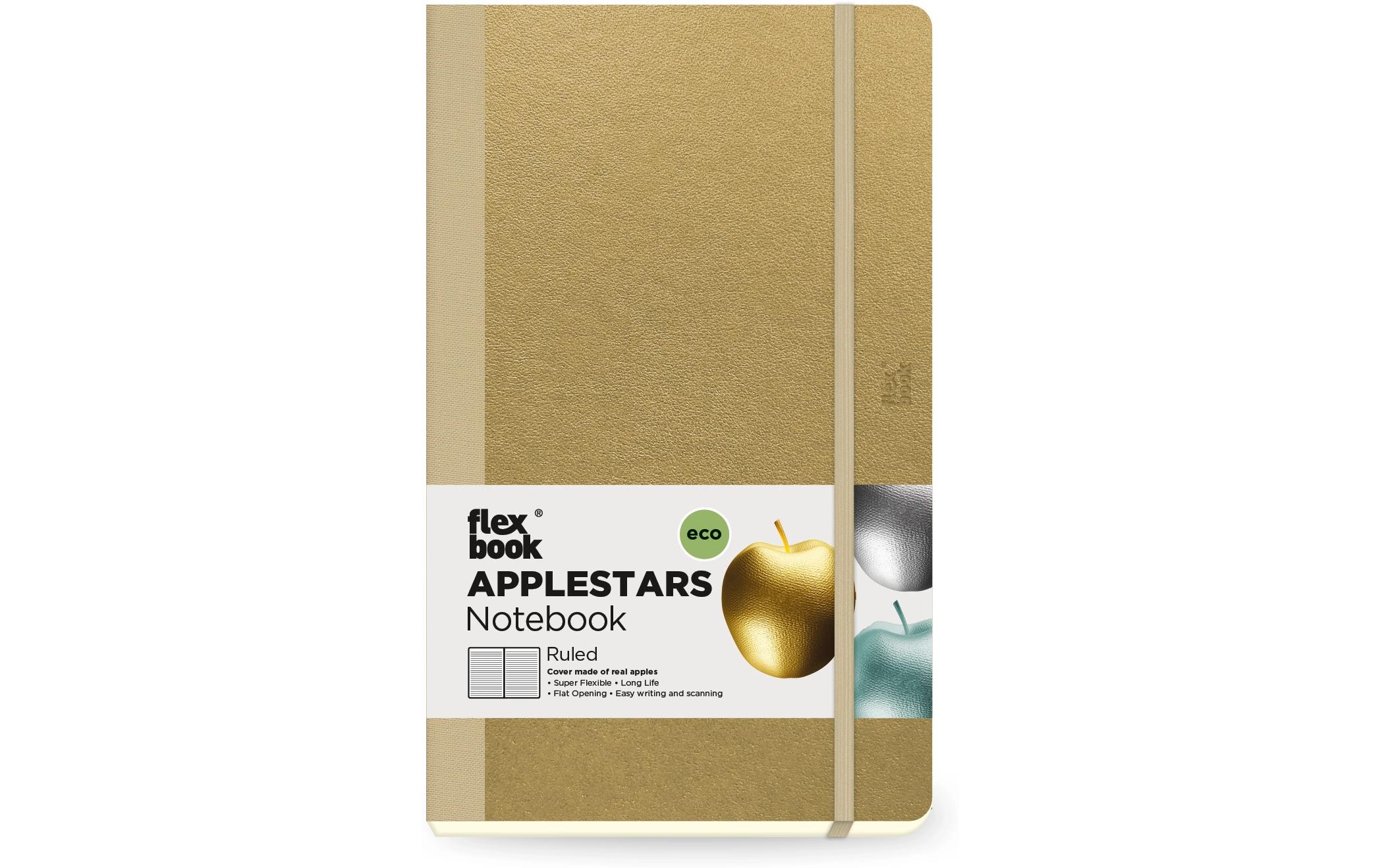 Flexbook Applestars Notebook 13 x 21 cm, Liniert, Gold 2