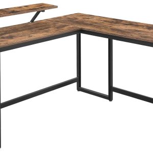VASAGLE Tisch in L-Form Vintagebraun 140 x 130 cm