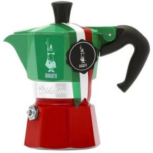 Bialetti Espressokocher Mokina Italia 1 Tassen, Rot/Grün/Weiss