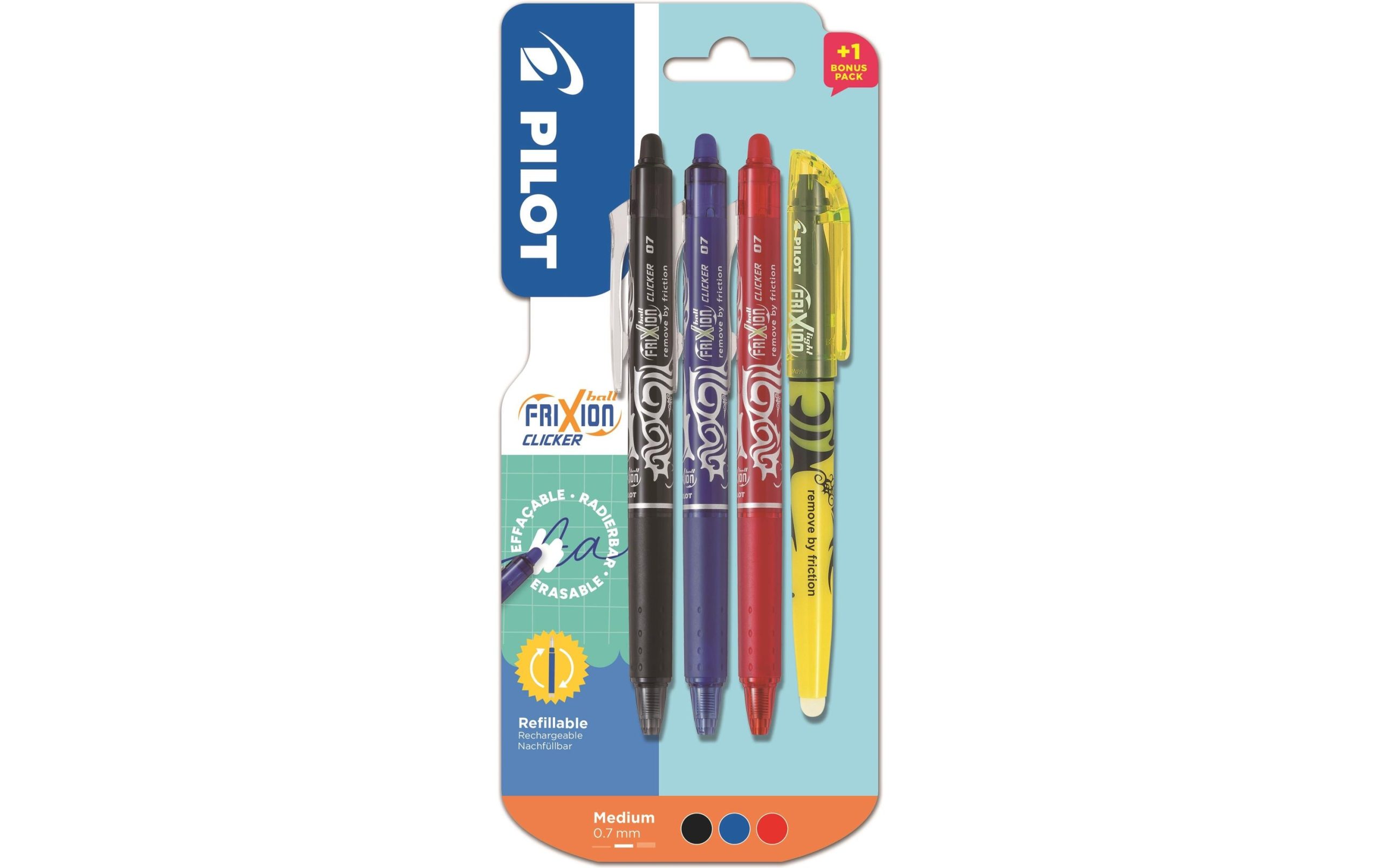 Pilot Rollerball FriXion Ball Clicker 0.7 mm, Mehrfarbig, 4 Stück 1 412757636 xxl3 scaled