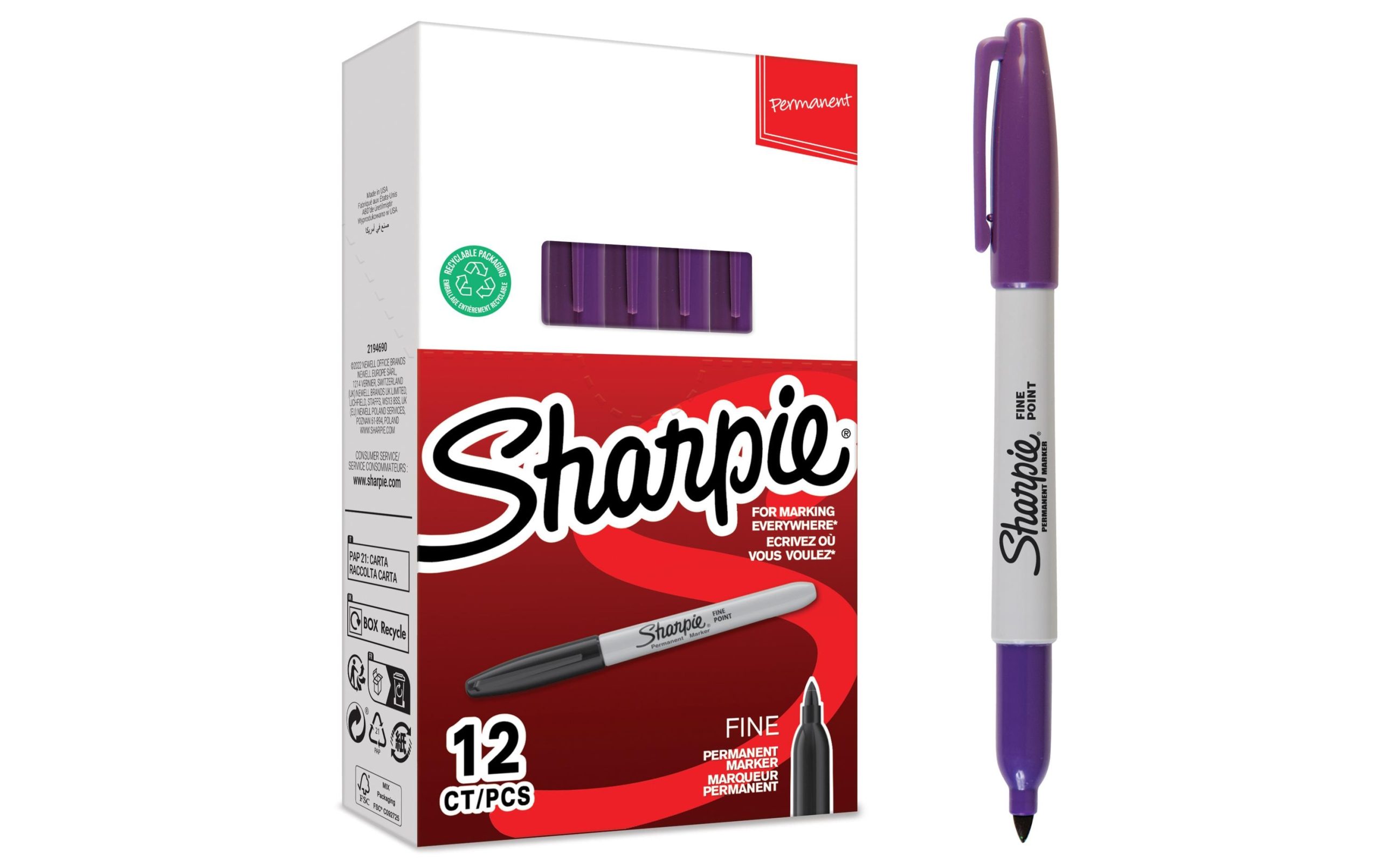 Sharpie Permanent-Marker F, Lila, 12 Stück 1 416348004 xxl3 scaled