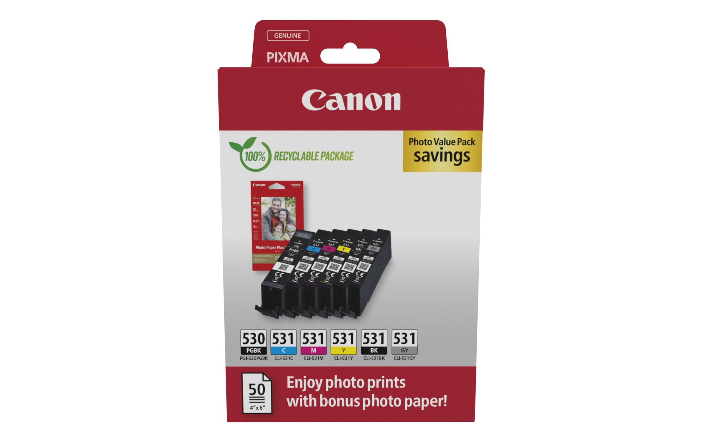 Canon PG-530/CLI-531/PP-201 MP schwarz/gelb/cyan/grau 1