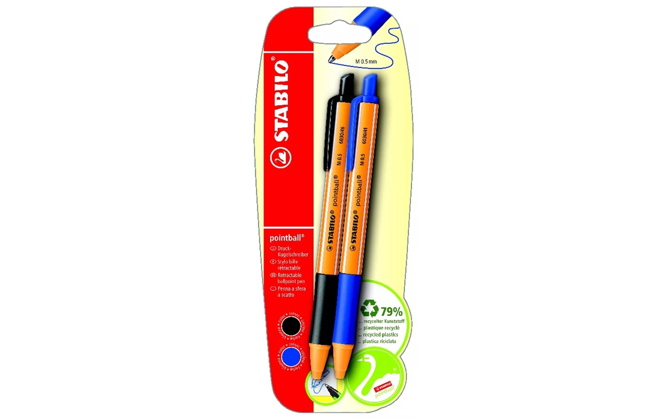 STABILO pointball 2er Bli. blau/schw. 0.5 mm, Orange 3 STABILO pointball 2er Bli. blau/schw. 0.5 mm, Orange