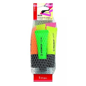 STABILO NEON Leuchtmarker, Netz mit 5 Stiften