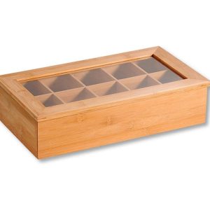 Kesper Teebeutel-Box Bambusholz Kunststoff Braun 10 Fächer