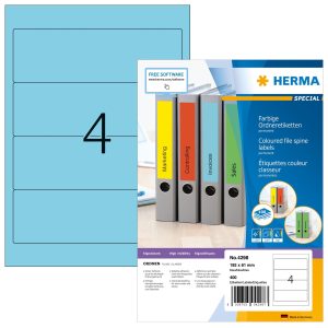 HERMA Ordneretiketten A4, 192 x 61 mm, blau, 400 Etiketten