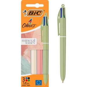 BIC Kugelschreiber Mineral Tones 1 mm Beige, Olive, Himbeer