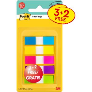 Post-it Index Mini Gelb/Pink/Türkis/Lila, 5 Stück
