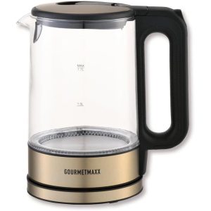 GOURMETmaxx GOURMETmaxx Glas-Wasserkocher 1.7 l, Schwarz/Champagner