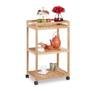 relaxdays Küchenwagen 47 x 77 cm, Schwarz/Braun