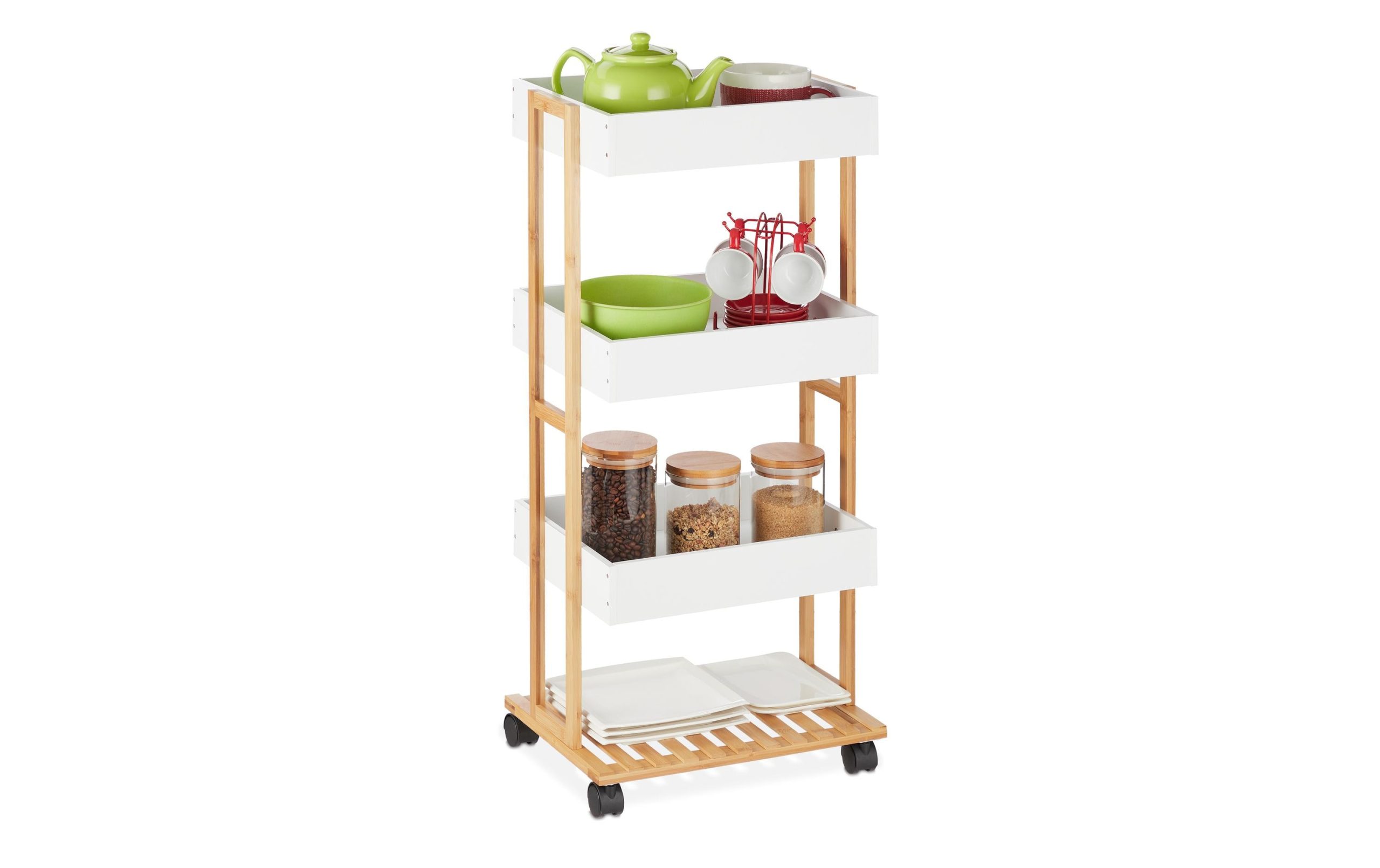 relaxdays Küchenwagen 40 x 88 cm, Weiss/Braun 2 424548470 xxl3 scaled