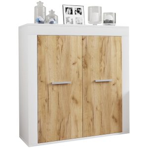 VCM Kommode Usilo 80 x 89 cm, Braun/Weiss