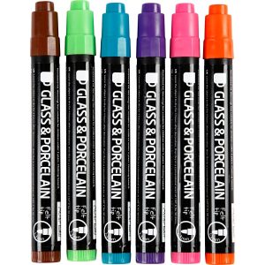 Creativ Company Porzellan- und Glasmarker 1-3 mm, halbdeckend, 6 Stück