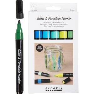Creativ Company Glas- und Porzellanmalstifte, 1-4 mm, Blau-Grün
