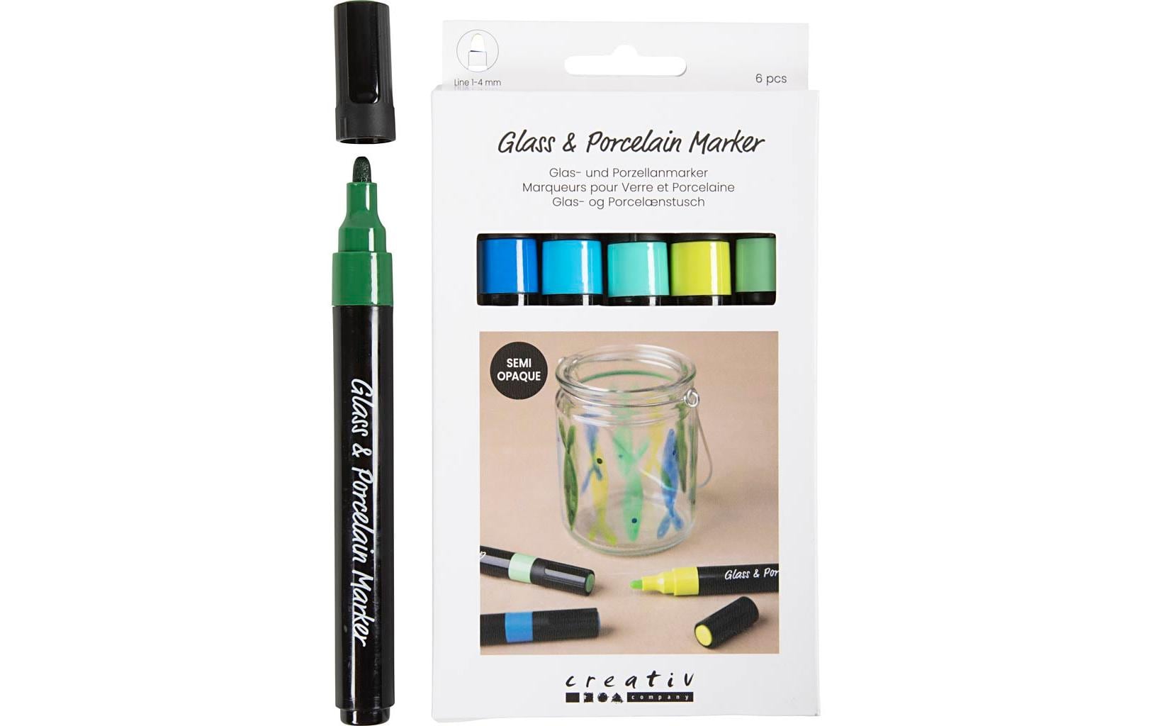 Creativ Company Glas- und Porzellanmalstifte, 1-4 mm, Blau-Grün 3 Creativ Company Glas- und Porzellanmalstifte, 1-4 mm, Blau-Grün