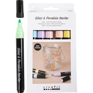 Creativ Company Glas- und Porzellanmalstifte, Strichstärke 1-4 mm, Pastell