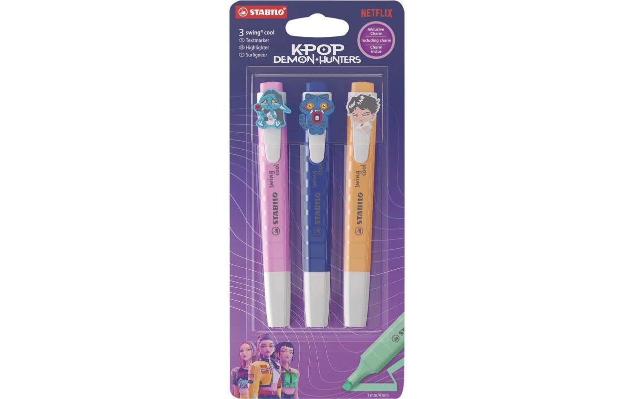 STABILO Swing cool K-pop Demon Hunters Blister rosa, blau, orange 2