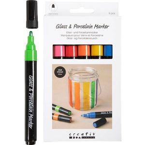 Creativ Company Glas- und Porzellanmarker 1-4 mm, Mehrfarbig