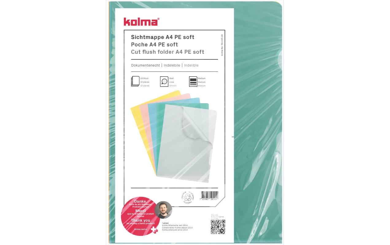 Kolma Sichthülle A4, PE, soft, assortiert, 10 Stück 3 Kolma Sichthülle A4, PE, soft, assortiert, 10 Stück