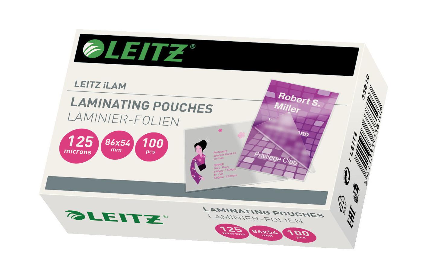Leitz Laminierfolie 54 x 86 mm, 125 µm, 100 Stück, Glänzend 2