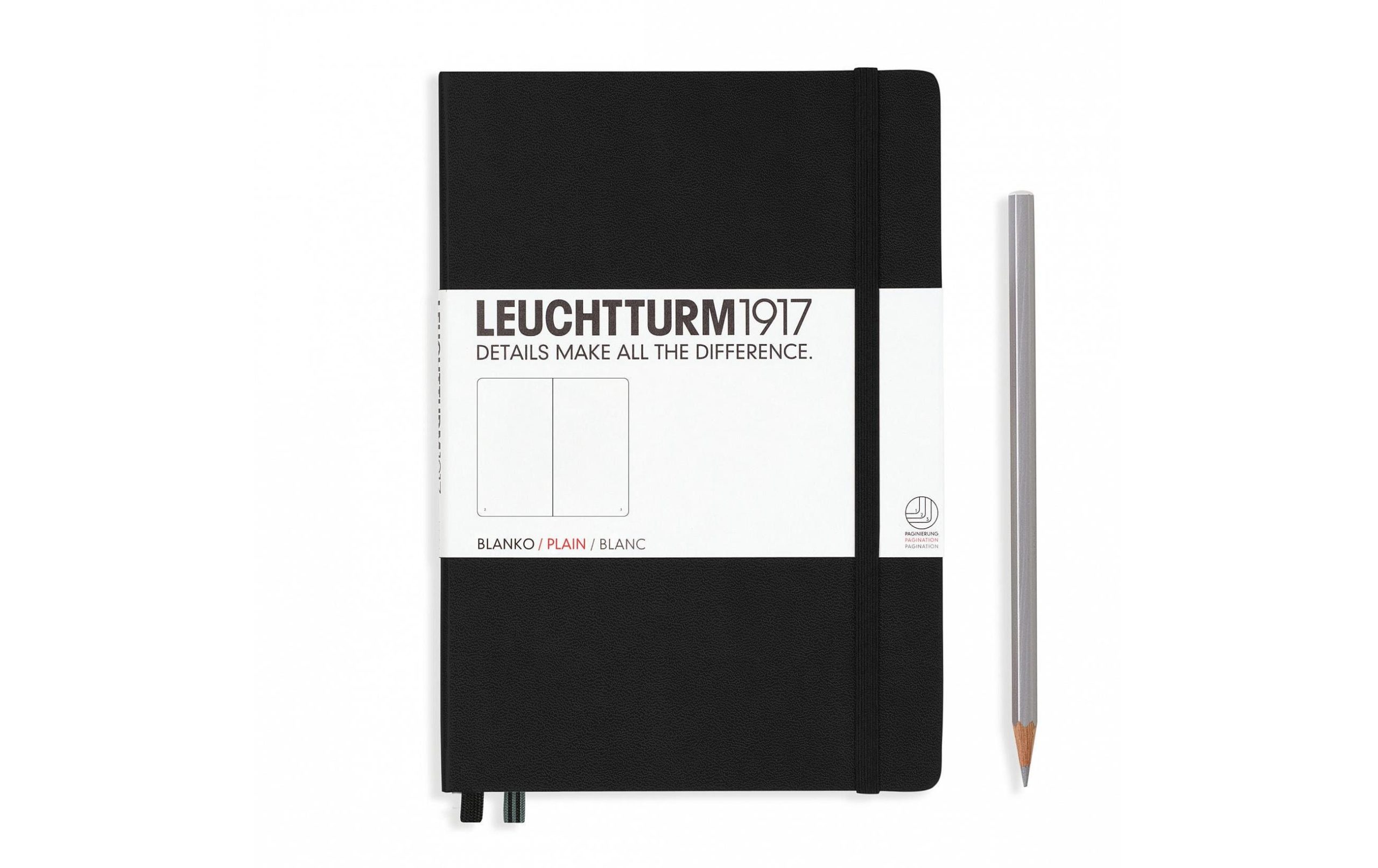Leuchtturm Notizbuch Medium A5, Blanko, Schwarz 3 Leuchtturm Notizbuch Medium A5, Blanko, Schwarz