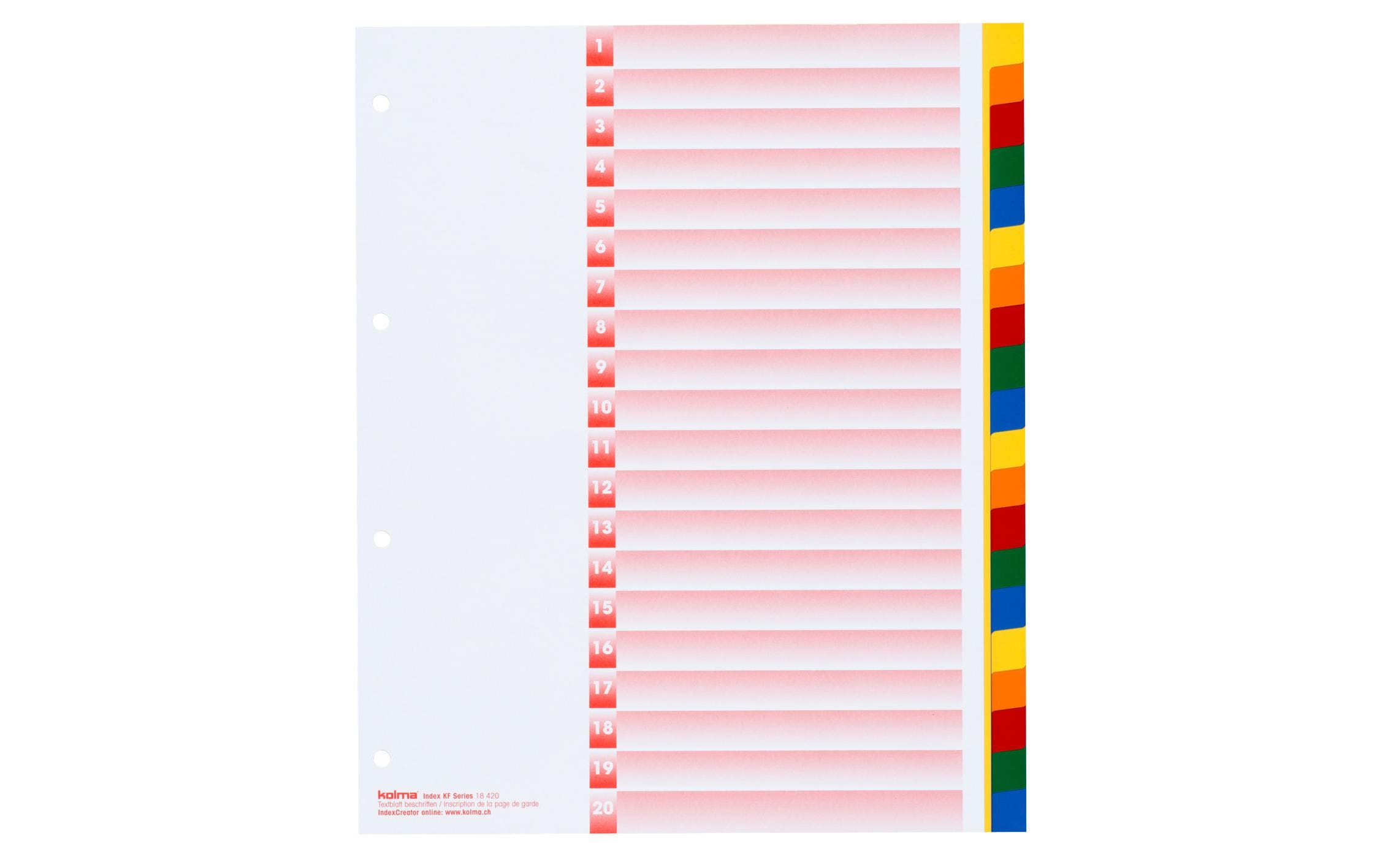 Kolma Register A4 XL KolmaFlex 1-20 Farbig 1