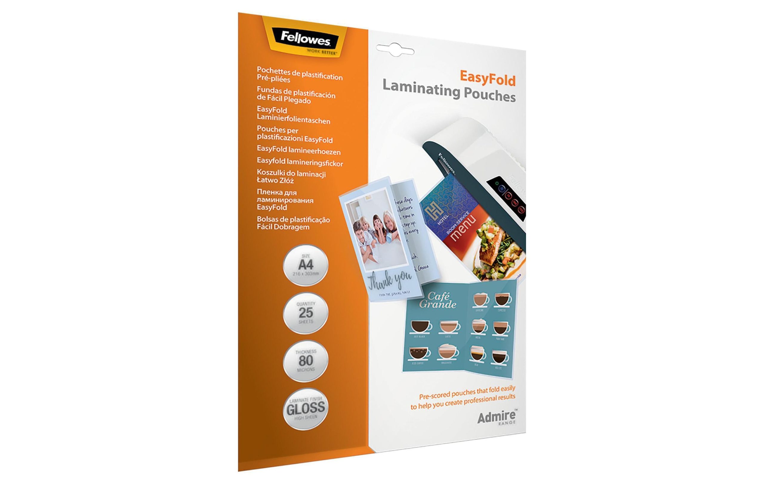 Fellowes Laminierfolie Easyfold A4, 80 µm, 25 Stück, Glänzend 2 58094268 xxl3 scaled
