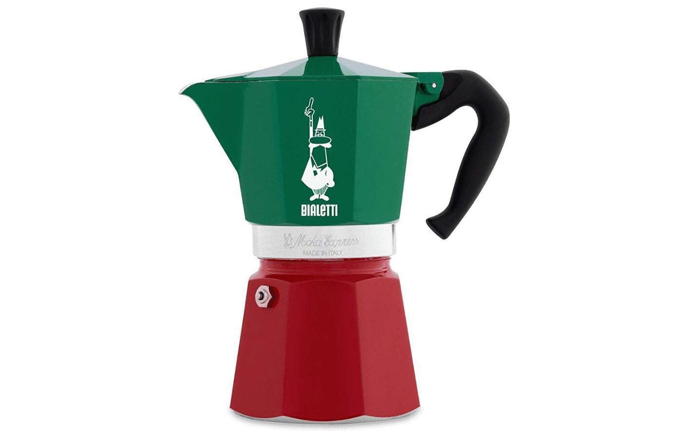 Bialetti Espressokocher Moka Express Italia 6 Tassen, Rot/Grün/Weiss 1