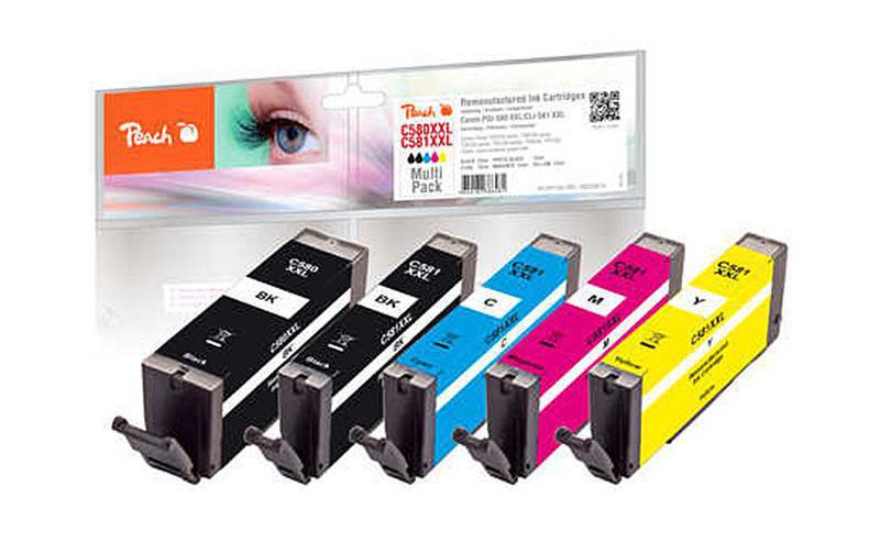 Peach Tintenset für Canon PGI-580XXL / CLI-581XXL BK, PBK, C, M, Y 3 Peach Tintenset für Canon PGI-580XXL / CLI-581XXL BK, PBK, C, M, Y