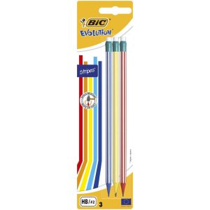 BIC Bleistift Evolution Stripes mit Radierer 3 Stück
